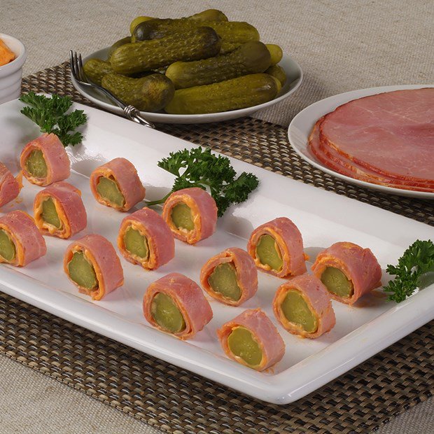 Smoked Ham Cheese and Pickle Roll Ups