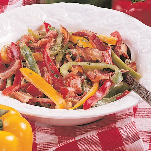 Tri Colored Peppers & Bacon
