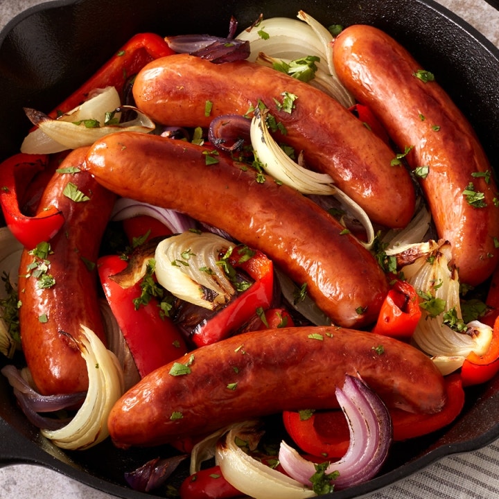 Brats with Peppers and Onions Brats with Peppers and Onions